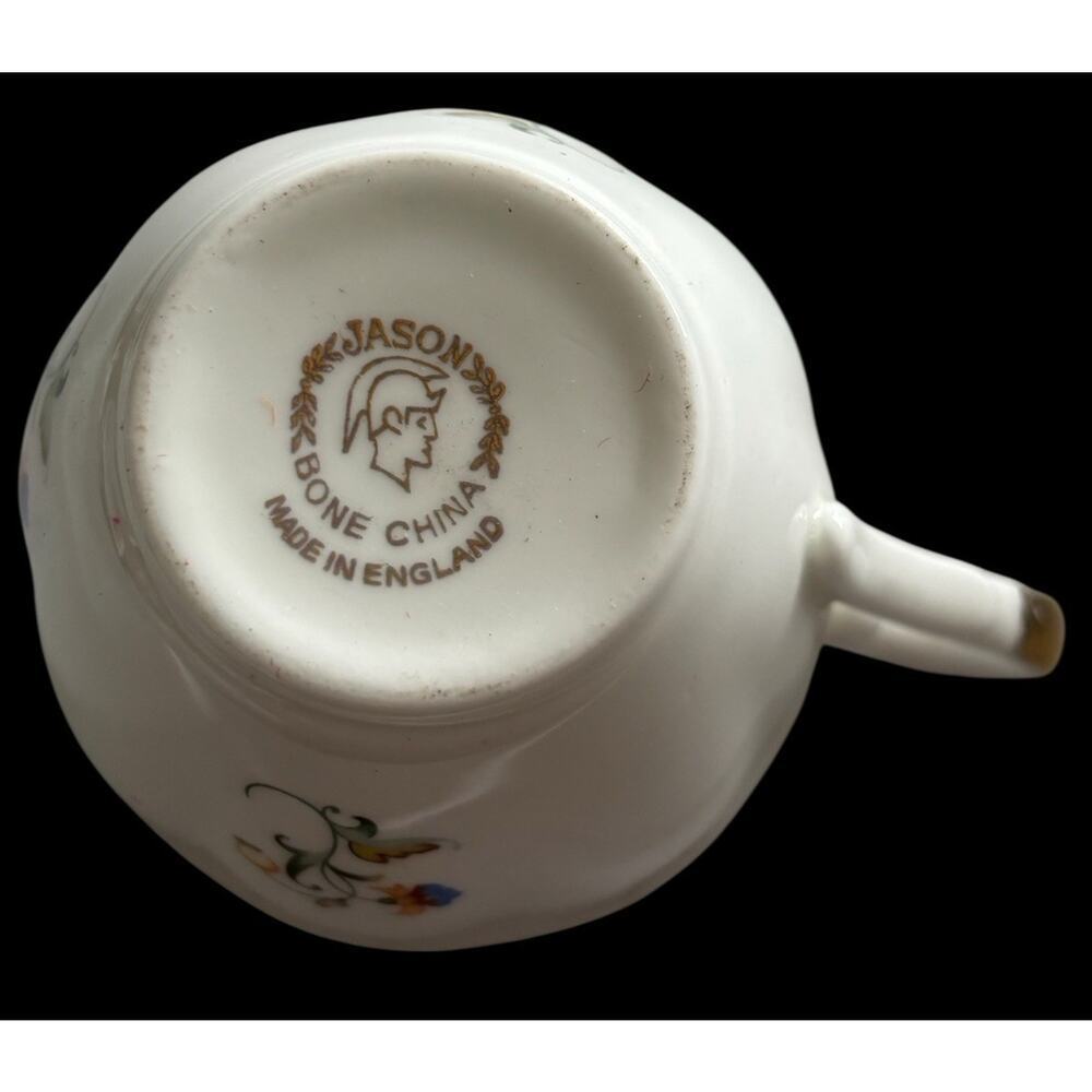 JASON Bone China Teacup and Saucer White Pink Floral English Style 8oz Tea Cup S - Picture 2 of 8